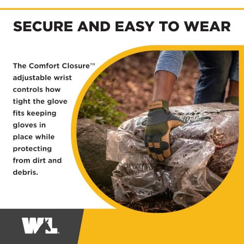Wells Lamont Men's Leather Palm Work Gloves – HydraHyde Water-Resistant Leather, Flexible Spandex Back, Adjustable Closure - color: Sunbaked, size: X-Large