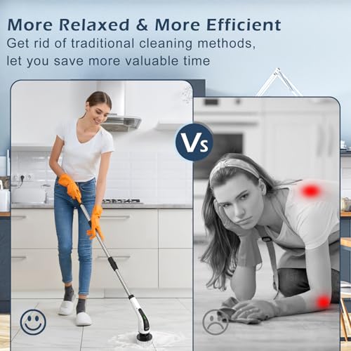 Electric Spin Scrubber, Power Shower Cleaning Brush with Long Handle