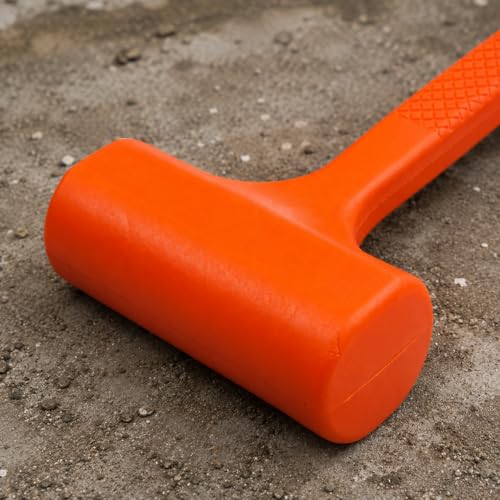Stark USA 4-Pounds Dead Blow Hammer with Non-Slip Hammer with (4lbs) Head with Checkered Grip Handle Rebound Resistant, Neon Orange - size: 4LBS
