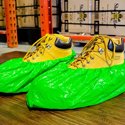 ShuBee Waterproof Shoe & Boot Covers Slip-Resistant Disposable for Plumbing Construction Floor Protection - 40 Pair - color: Waterproof Bright Green
