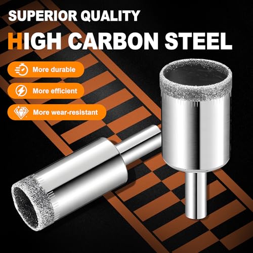 KATA 10PCS Diamond Drill Bit Set for Glass, Tile, Ceramic, Marble, Granite - color: 10 PCS Diamond Hole Saw Kit