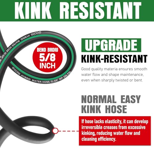 Heavy Duty Garden Hose 75ft, NON-EXPANDABLE Flexible Water Hose, Kink Resistant Lightweight Hybrid Hose, Leakproof Hose Male to Female Fittings - color: Black+Green, size: 75ft