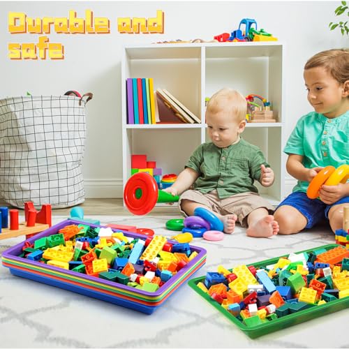 Mifoci 6 Pack Large Plastic Art Trays for Classroom, 16x12x1 Inch,Rainbow - color: Rainbow