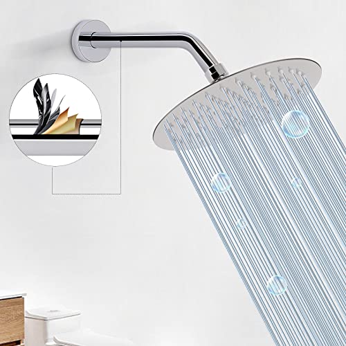 Shower Arm with Flange and Teflon Tape, Wall Mounted Shower Pipe 304 Stainless Steel Extension Arm for Fixed Shower Head & Handheld (10 Inch, Chrome) - color: Chrome, style: 10 Inch