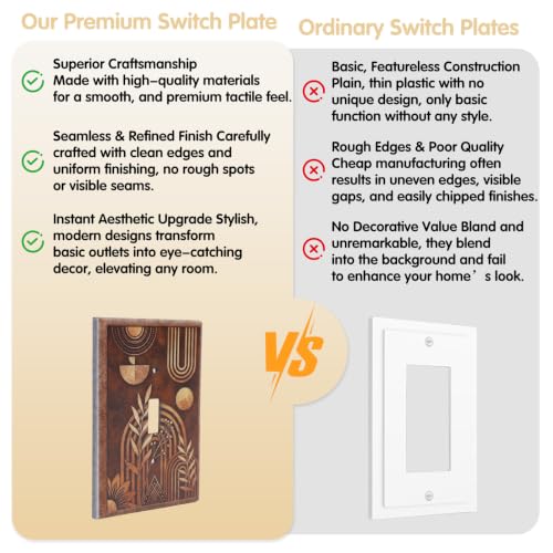 Wooden Boho Switch Cover, 4 Pack Outlet Plates - color: Boho Wooden