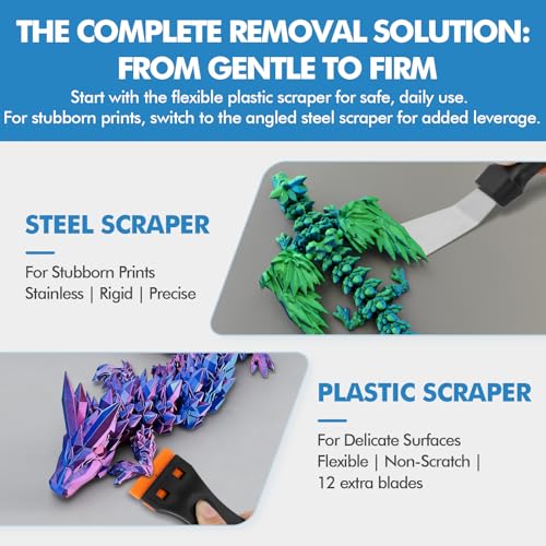 14Pcs 3D Printer Scraper Tool, Plastic Scraper for Scratch Free Removal - style: Steel & Plastic Scraper