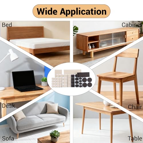 143-Piece Felt Furniture Pads, Anti-Scratch Furniture Felt Pads, Self-Adhesive Chair Leg Floor Protectors for Hardwood Floors, Brown and Beige, HOME MASTER HARDWARE