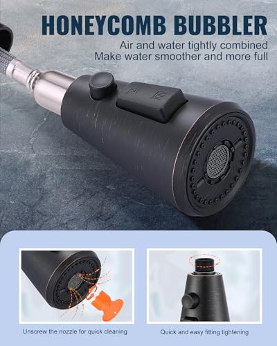 Pull Down Spray Head Replacement - for Kitchen Faucet Sprayer Head with 9 Adapters, 3 Function Pull Out Faucets Spray Nozzle Compatible with Moen, American Standard Faucets, Oil Rubbed Bronze - color: Oil Rubbed Bronze