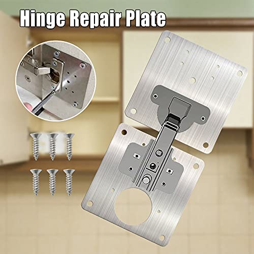 Cabinet Hinges Repair Plate,Stainless Steel Hinge Repair Brackets Kit,Kitchen Cupboard Door Hinge Repair Plate Kit Includes Fixing Screws,Protect Wooden Kitchen Cabinet Door,Furniture(6 PCS)… - size: 6 Pieces