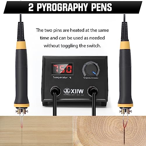 XIIW Wood Burning Kit 100W with 2 Pyrography Pens & 33 PCS Wire Tips - color: 35 PCS Wood Burning Tools