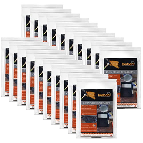 20 Piece Painter Plastic Drop Cloths, Waterproof Anti-dust Furniture Cover, 9x12 Feet Disposable Tarp for Painting and Couch Cover - size: 20 Sheets