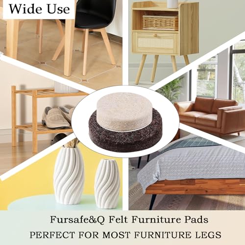 Fursafe&Q Felt Furniture Pads, Furniture Felt Pads for Hardwood Floors -Self Adhesive Chair Leg Floor Protectors, Protect Your Floors from Nicks, Bumps and Scratch, 215 Pcs Brown Beige Chair Feet - size: 215 Pcs Beige Brown Felt Pads
