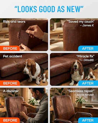 MATCH 'N PATCH Brown Leather Repair Tape, 4.50" x 30' for Furniture - color: Brown, size: 4.5" x 30'