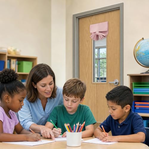 Vatge Pink Classroom Door Window Cover, 1 Panel, W8 x L36, Baby Pink - color: Baby Pink, size: 8"W x 36"L (Pack of 1)