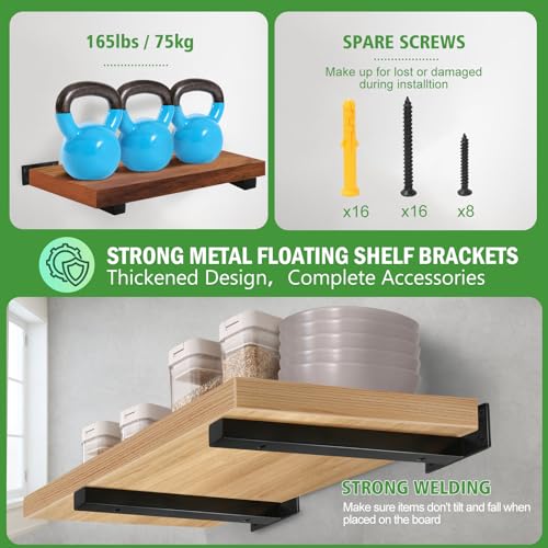 14 Inch Floating Shelf Brackets Heavy Duty, Square Shelving Brackets, Metal Floating Shelf Supports, Black Wall Mount Brackets 4 Pack - size: 14 Inch