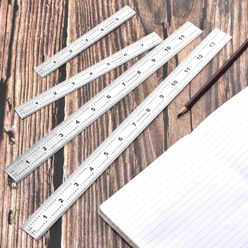 6 Inch Machinist Ruler, 4-Pack Stainless Steel Precision Scale Ruler with Inch/Metric Etched Markings, Dual Side Measuring Rule for Engineers, Drafting, Woodworking - style: 6 Inch