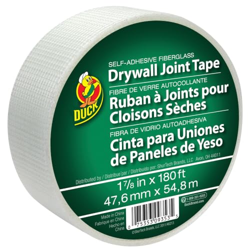 Duck Brand 1.88-Inch by 180 Feet Single Roll Self-Adhesive Fiberglass Drywall Joint Tape, White (282083) - size: 1.88 in. x 180 ft.