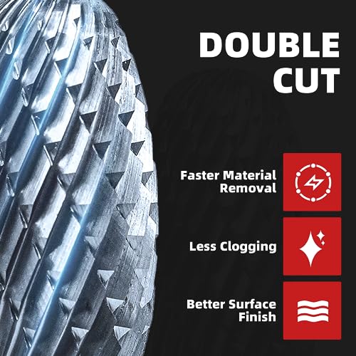 EZARC Tungsten Carbide Rotary Burr Bit, SE-5 Double Cut, 1/4-Inch Shank - style: SE-5