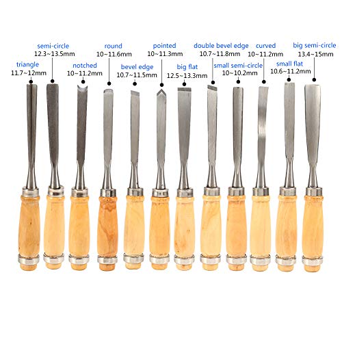Wood Chisel Tool Set, 12pcs Woodworking Chisels Wood Carving Tools Trimming Down Wood Woodworking Lathe Gouges Tools with Roll-Up Carrying Case for Carpenter Craftsman