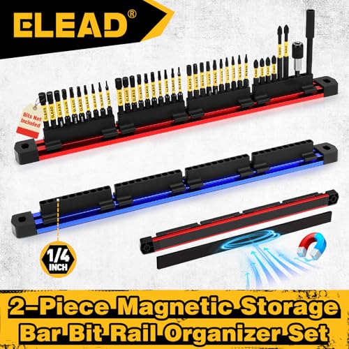 2-Piece Magnetic Slidable Drill Bit Holder, 80 Holes Bit Storage with Strong Magnetic Rail, Screwdriver Drill Bit Organizer for Your Specialty(Bits Not Included) - style: 2 Drill Bit Holder with Magnetic Rail