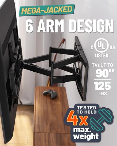 ECHOGEAR MaxMotion TV Wall Mount for Large TVs 42" to 90" - Full Motion Has Smooth Swivel, Tilt, & Extension - Universal Design Works with Samsung, Vizio & More - Includes Hardware & Drill Template