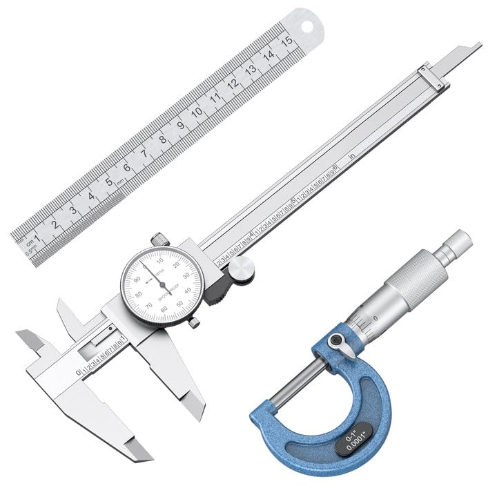 HDLNKAK Dial Caliper 0.001” with Micrometer 0.001”, Stainless Steel Ruler