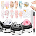 3d Gel Nail Art Sculpture Non Stick Hand Molding Gel for Nails | Multifunctional Solid Builder Gels for Extension Carving Sculpting Beauty Charms for Beignner and Salon DIY - color: Clear&Pink&Pearl White