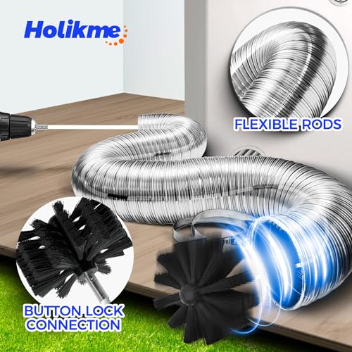 Holikme 32 Feet Dryer Vent Cleaner Kit, Upgrade Flexible Lint Brush with Drill Attachment, Extends Up to 32 Feet for Easy Cleaning,Use with or Without a Power Drill - size: 32feet