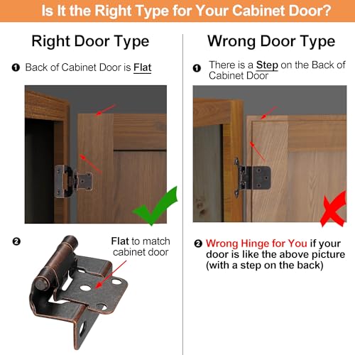 Oil Rubbed Bronze Kitchen Cabinet Hinges, 1/2” Overlay, 4 Pack - color: Oil Rubbed Bronze