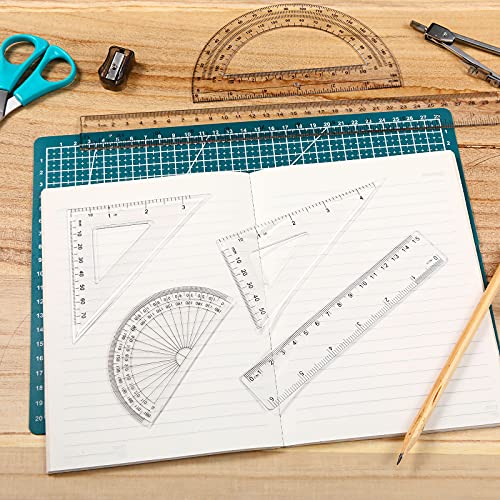 Tenare 6 Pcs Math Geometry Ruler Set, Protractor Triangle School,Clear - color: Clear