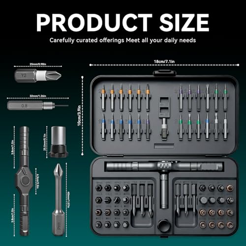 66 in 1 Ratchet Screwdriver Set, Magnetic Screwdriver Set with S2 Steel Bits and Storage Case, Detachable Ratchet Handle for Furniture Assembly Electronics Bicycle Computer PC Repair and DIY Projects