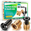 Twidec/30 Sets 1/4-20x15mm Threaded Inserts for Wood Furniture Screw Nut Kit Bolt Fastener Connector with 1/4-20x20mm Screw-in Nuts and Hex Wrench N-083-30set - size: 1/4"-20 x 15mm with Bolts (30 Sets)