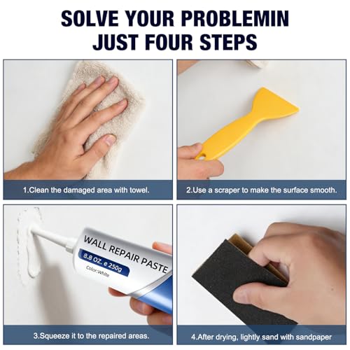 Efficient Drywall Patch Repair Kit with Scraper, 2026 New Quick Drying Wall Mending Agent White Spackle Wall Repair Paste Wall Repair Agent Tile Gap Fille for Holes & Cracks Nail Holes