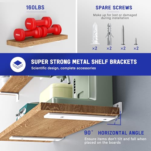 Goovilla Shelf Bracket, Floating Shelf Brackets 12 inch Long, 6 Pack, White - size: 12 Inch, style: White 6Pack