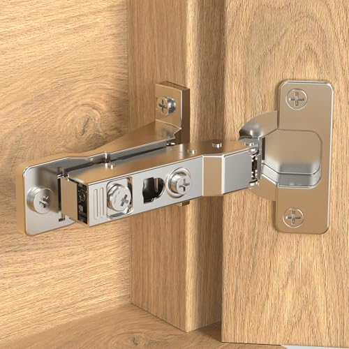 Onemake 4 Pack 110° Face Frame Inset Cabinet Hinges, Soft Closing 3D Adjustment, Clip On Plate, Smooth Slow Close Concealed Hidden Replacement, Easy Installation, Insert Hardware for Kitchen Cupborad