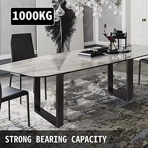 VEVOR Set of 2 Steel Table Legs, 28”Height 23”Wide Dining Table Legs,Heavy Duty 3.1" Square Box Section Square Table Legs, 28x23x3.1 Inch Black Industrial Country Style Metal Dining Legs - size: 28"H x 23"W, style: Square