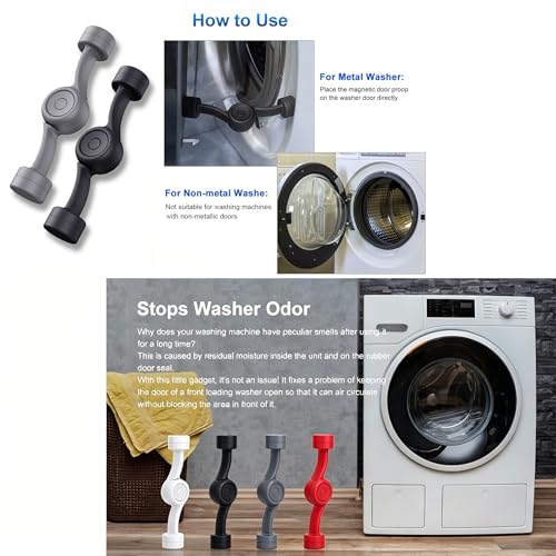 Magnetic Door Prop for Front Load Washer, 360° Adjustable Compact (Black) - color: Black