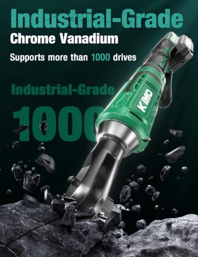 KIMO 20V Electric Ratchet Wrench 3/8, 89Ft-lbs 400RPM Cordless Ratchet Wrench Set w/Variable Speed, 2x2.0Ah Battery Power Ratchet Wrenches, 7Sockets, 3/8"to1/4" Adapter, 3"Extension Bar, Fast Charger - color: Green and Dark