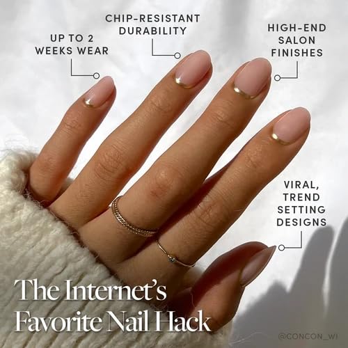 Glamnetic Press On Nails - Short Round, Glossy Fake Nails 30 Pc Full Kit - color: 1C - Goal Digger