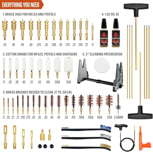 GLORYFIRE Elite Universal Gun Cleaning Kit, 2 x 1oz Oil with Stand and Rods - size: 61PCS