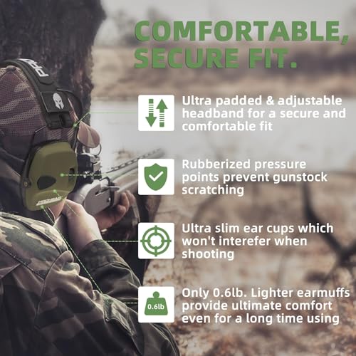 PROHEAR 2 Pack Electronic Ear Protection for Shooting with 4X Sound Amplification, Gun Range Hearing Protection Muffs, NRR 23dB Noise Reduction Headphones for Hunting, Green and Pink - color: 4x Amp