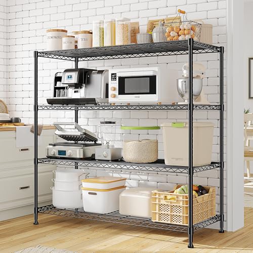 DurayLoly Extra-Wide 4-Tier 800LBS Storage Rack, Adjustable Shelves, Black - size: 45" W x 59.4" H x 13.5" D