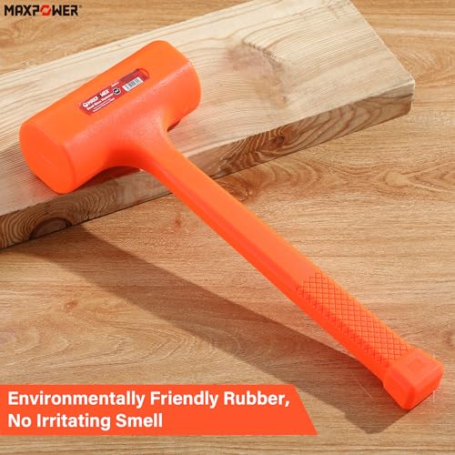 MAXPOWER Dead Blow Hammer, 5 LB dead Blow Mallet with Checkered Grip Handle, Spark and Rebound Resistant - Orange - style: 1PC