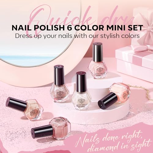 modelones Nail Polish Set, 6 Colors Bubble Bath Nude Glitter Nail Polish - color: A1 Bubble Bath Set