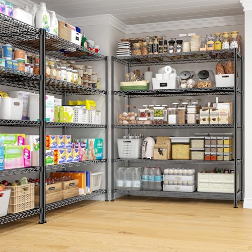 DurayLoly 45"W Heavy Duty 5-Tier 1000LBS Storage Shelves, Adjustable, Black - size: 45" W x 70.5" H x 13.5" D