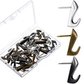 Hotop 30 Pcs Push Pin Hooks 20 Lbs Picture Hanger, Black, Silver, Bronze - color: Black, Silver, Bronze
