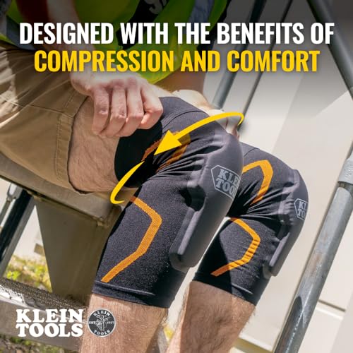 Klein Tools 60624 Knee Pad Compression Sleeve, Knee Support for Construction, Workers and Athletes, Black, L/XL - style: L/XL