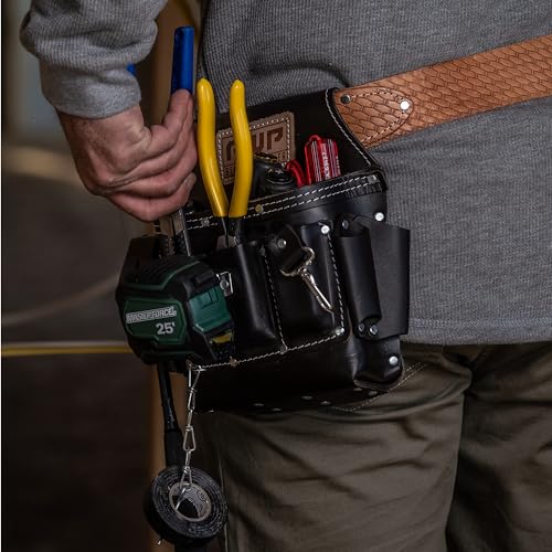AWP Tool Pouch, Electrician Tool Pouch, Premium, Professional Multi-Pocket Organizer - size: 1 Pack, style: 7 Pocket Leather Tool Pouch