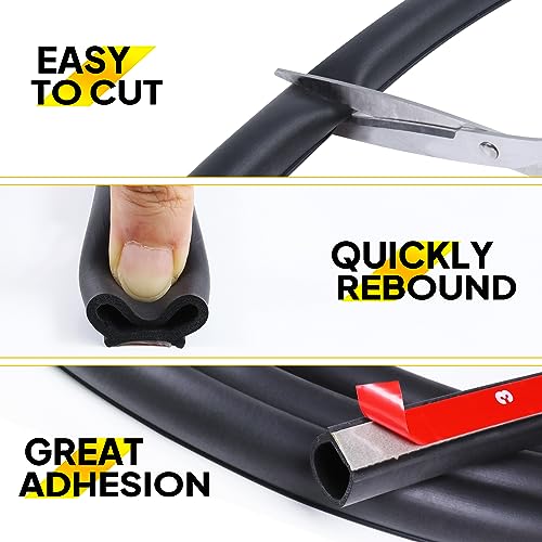 D-Shape Heavy Duty Weather Stripping 1/2"×7/16" Rubber Seal Weatherstrip Hollow with Bulb Door Gasket Strip(Self-Adhesive) for Automotive Truck RV Door Window Soundproof, 32FT | D-Shape Rubber Seal Weatherstrip(Self-Adhesive) Hollow with Bulb Door Gasket