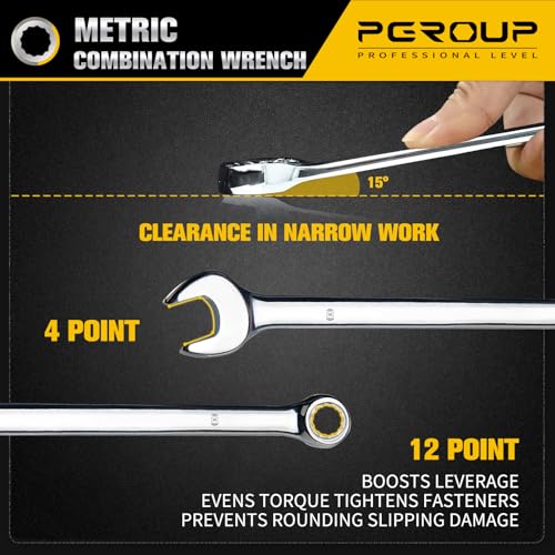 8mm Metric Combination Wrench, CR-V Steel with Mirror Polish, 12-Point Design, 15-Degree Offset, Perfect for Auto Repair, Household, Car & Truck Emergency - size: 8mm